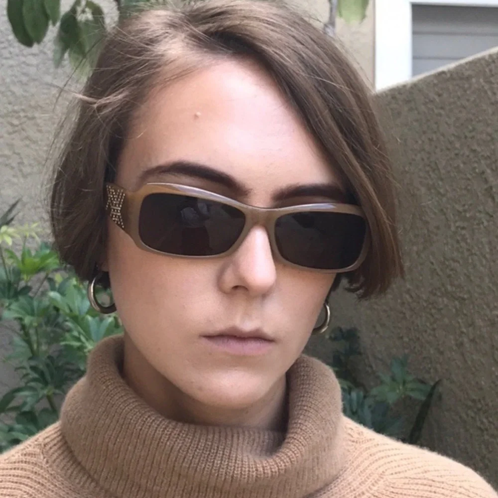 Vintage Burberry Tan/Brown Sunglasses with Rhinestone Detail